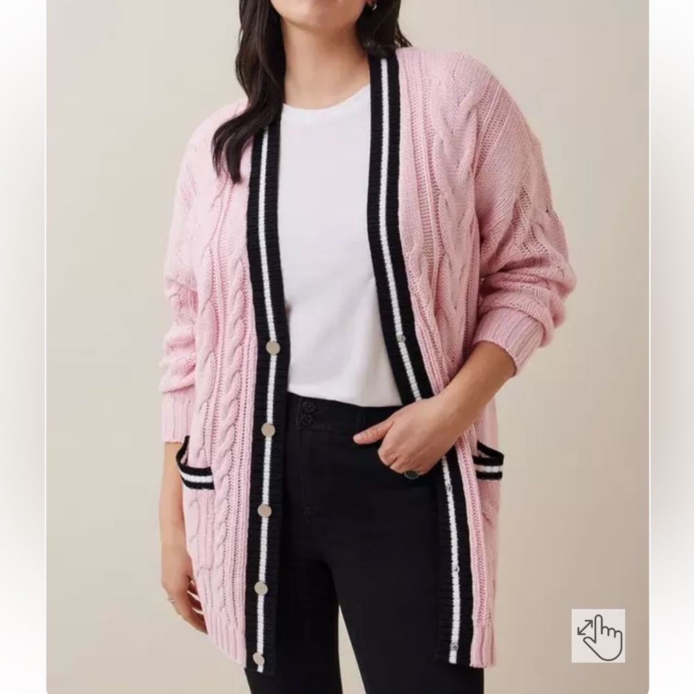 Torrid Chunky Cable Boyfriend Cardigan V-Neck Sweater